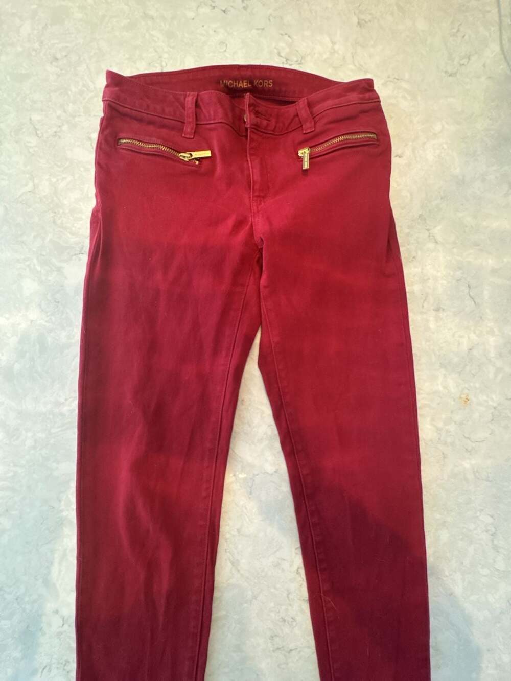 Michael Kors Izzy Skinny Red Zip Pocket Jeans Size 4
